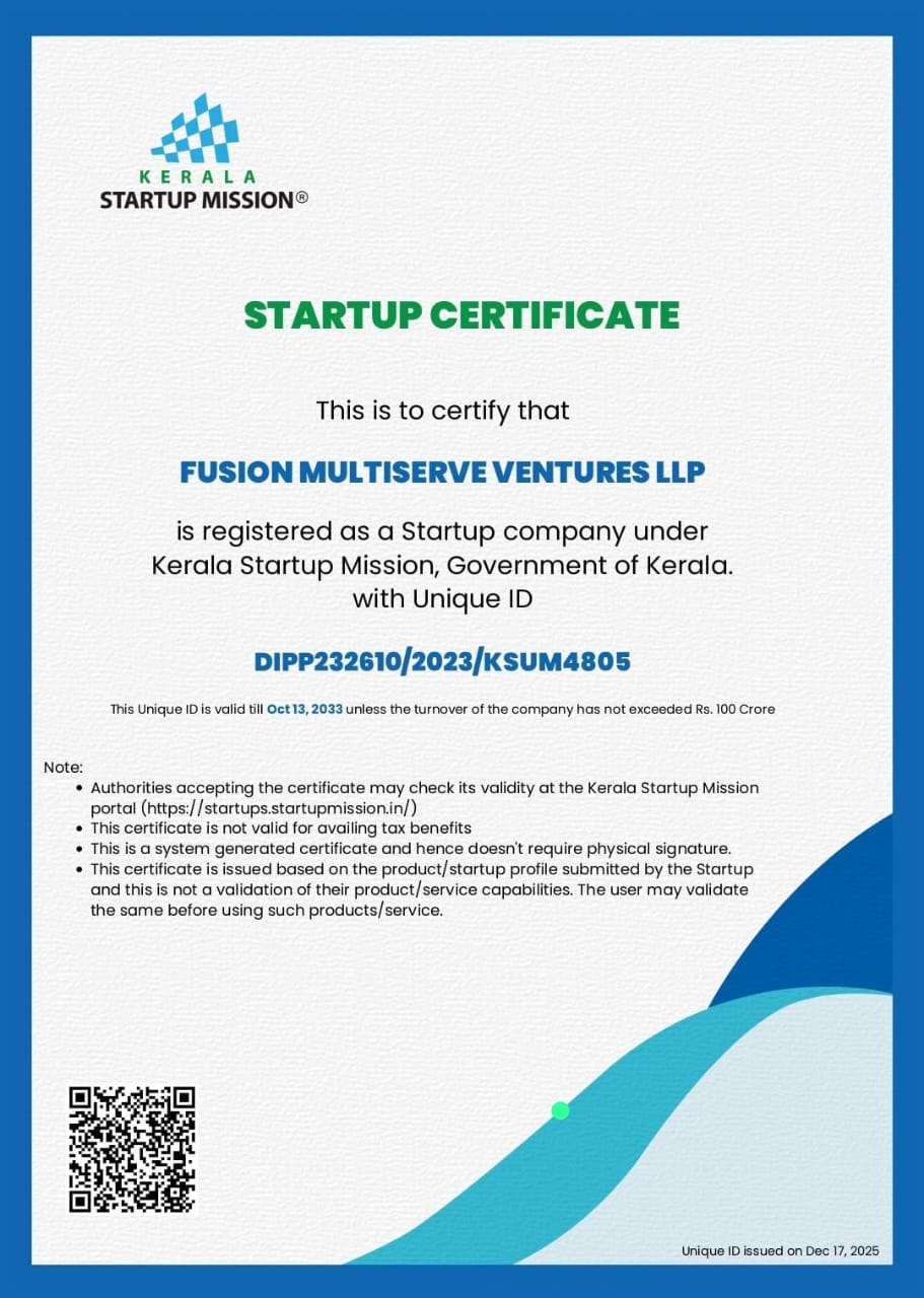 Kerala Startup Mission Certificate